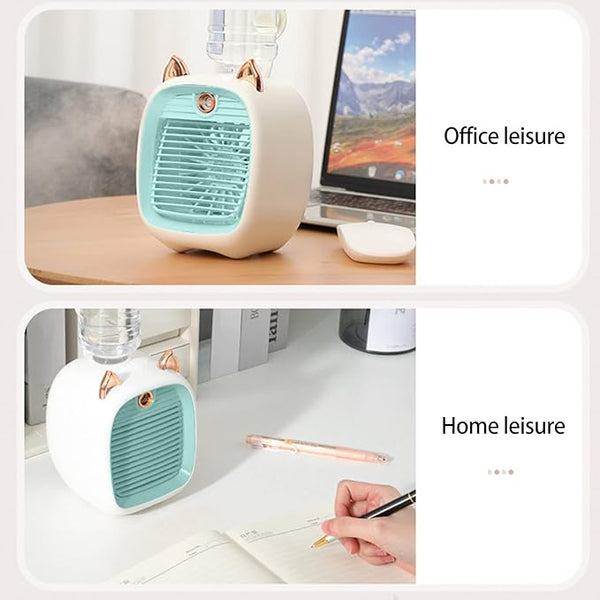 Portable Mini Air Conditioning Fan - Desk Misting Fan With 1200mAh Battery, USB Type-C Charging