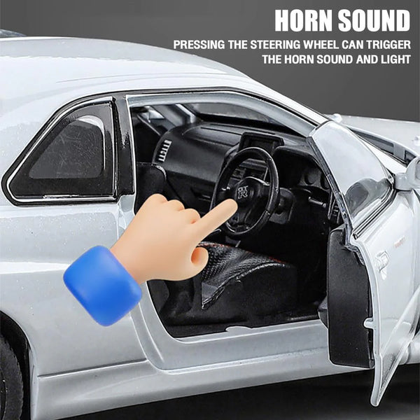 1:24 Scale Nissan Skyline GT-R R34 Die-Cast Model - Sports Car with Light & Sound