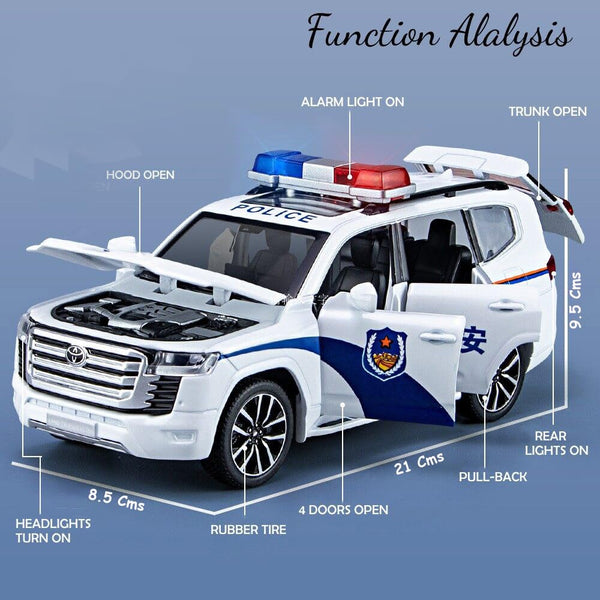 1:24 Scale Toyota Prado LC-300 Die-Cast Model - 6 Openable Doors with Lights & Music