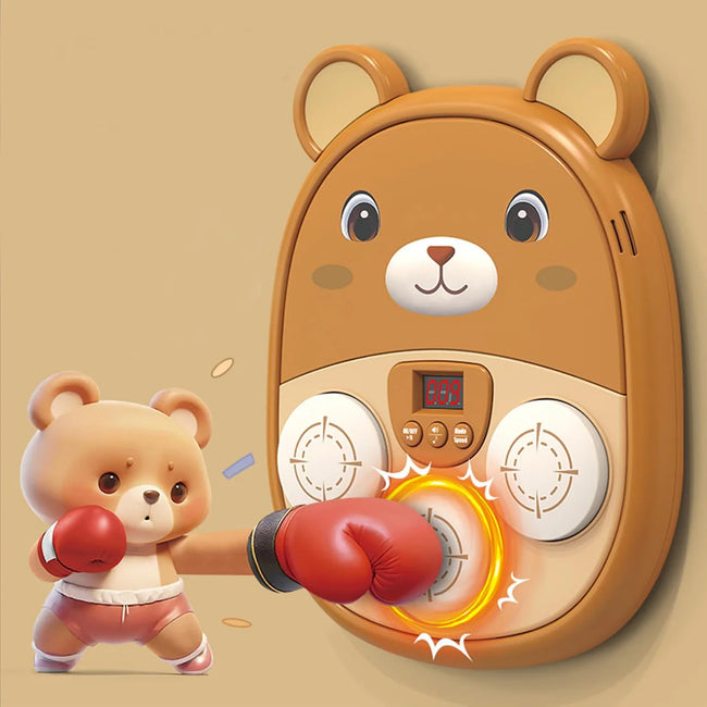 Kids Boxing Toy with Music & Lights - Interactive Bear Punching Bag Game Hover Image