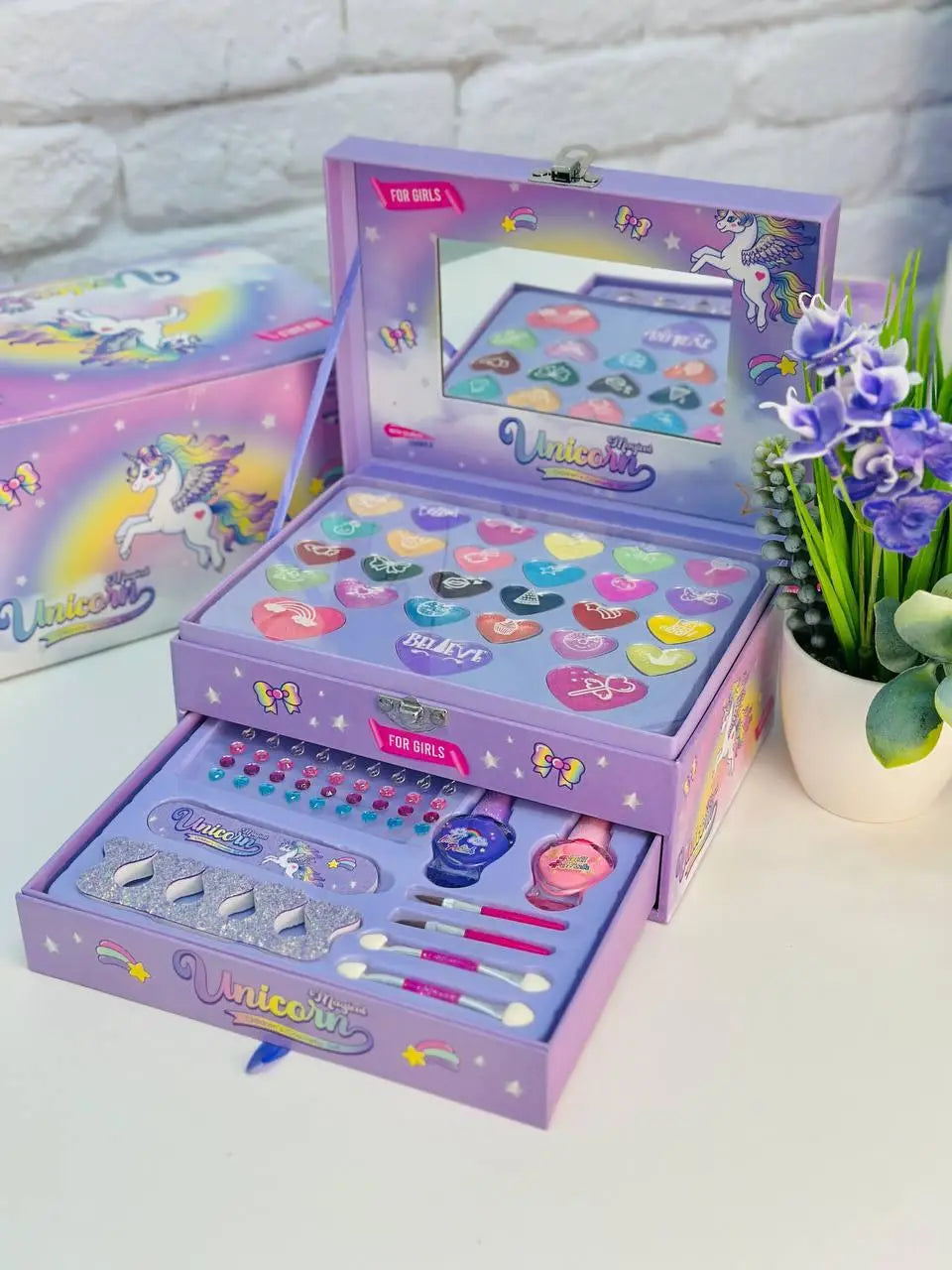 Magical Unicorn Makeup Kit for Kids - Washable Pretend Play Cosmetics Set