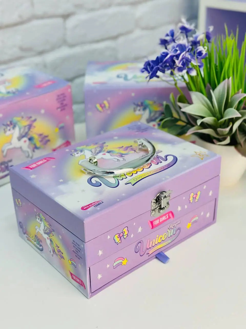 Magical Unicorn Makeup Kit for Kids - Washable Pretend Play Cosmetics Set