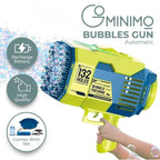 132-Hole Rechargeable Bubble Gun - Rocket Design with LED Lights & Colorful Bubbles