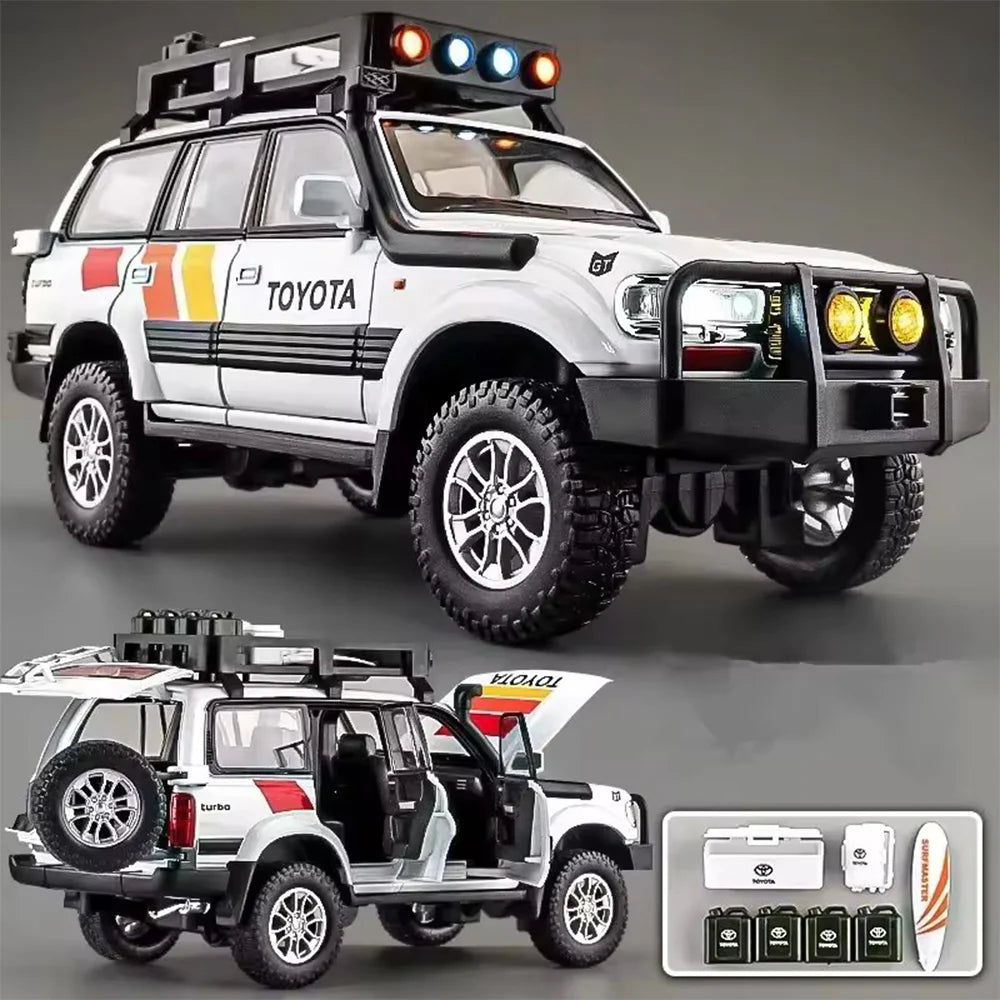 1:24 Scale Toyota Land Cruiser LC80 Diecast Model - Metal Car with Lights & Sound