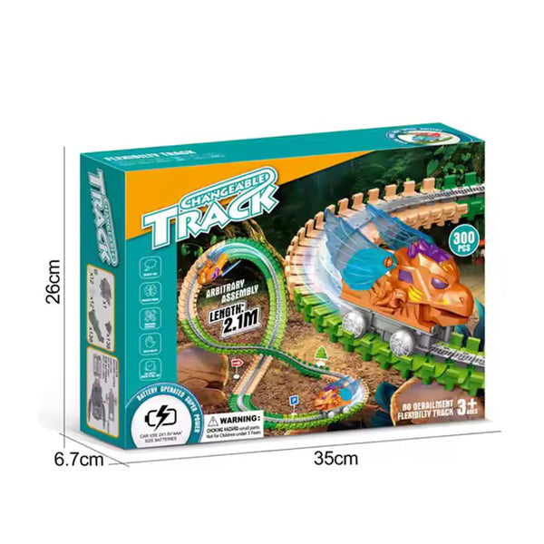 DIY Dinosaur Anti-Gravity Track Set - STEM Building Racing Toy with Vertical Tracks