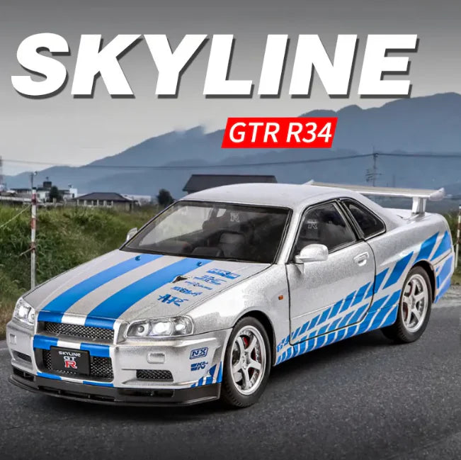 1:24 Scale Nissan Skyline GT-R R34 Die-Cast Model - Sports Car with Light & Sound Main image