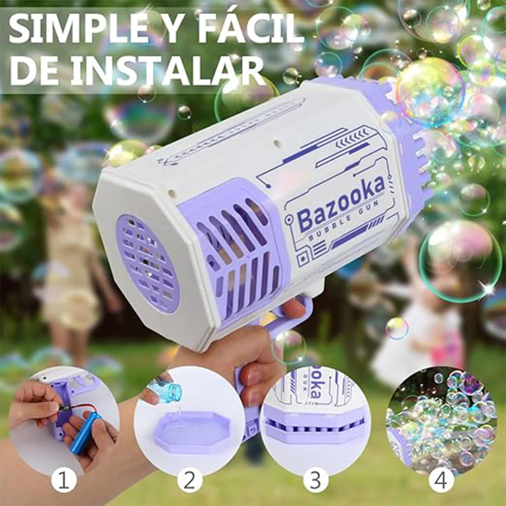 ocket Bazooka Bubble Gun - 69-Hole Automatic Bubble Blaster for Kids