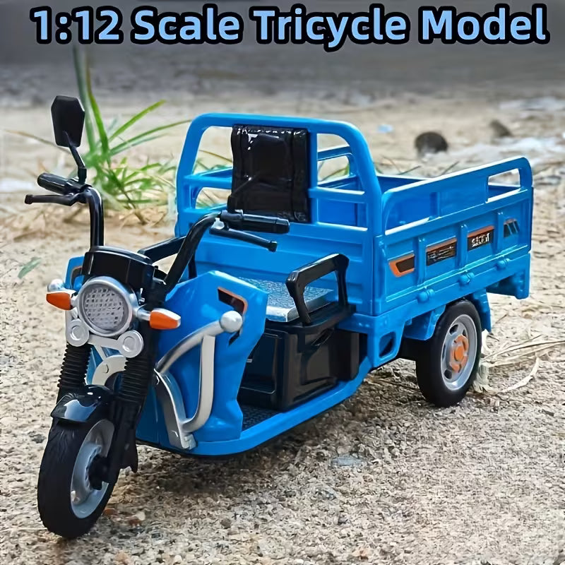 1:12 Scale Diecast Tricycle Cargo Truck - Detailed Model Vehicle