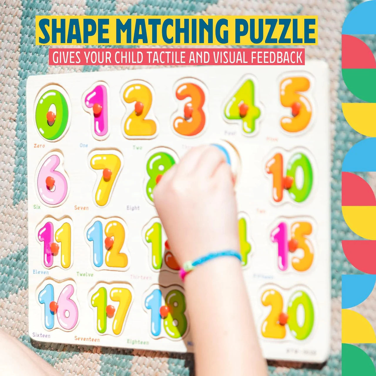3D Wooden Number Puzzle Board 0-20 - Educational Counting Toy for Kids Main image
