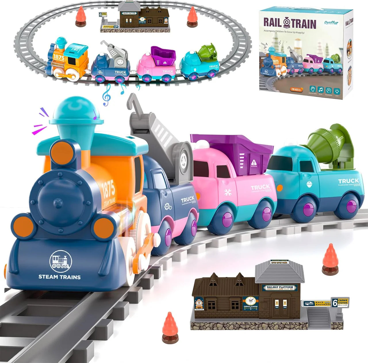 17-Piece Electric Train Track Set - Locomotive & Engineering Vehicles for Kids