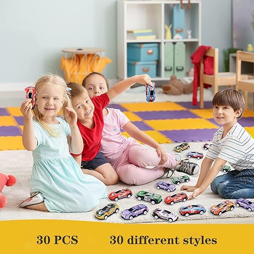 12-Piece Pull-Back Car Set - Assorted Vehicles with Storage Case