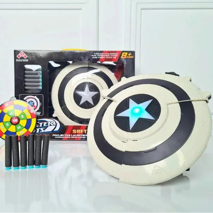 Avengers Captain America Shield & Thor Hammer Set - Soft Bullet Toys with Lights