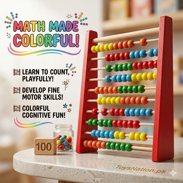 Wooden Abacus for Kids – 100 Colorful Beads | Math Learning Toy