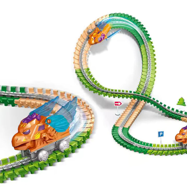 DIY Dinosaur Anti-Gravity Track Set - STEM Building Racing Toy with Vertical Tracks