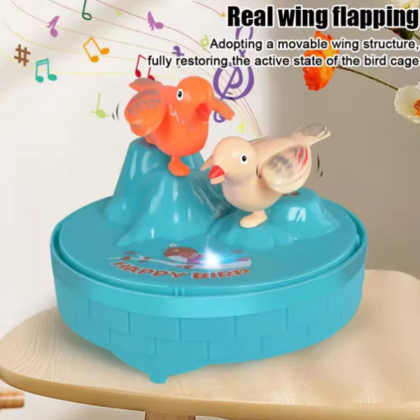 Interactive Voice-Activated Bird Cage Toy - Recording & Sound Effects with Light