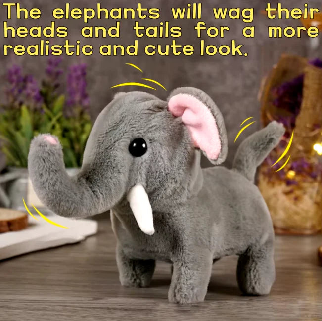 Cute Walking Plush Elephant Toy - Interactive Musical Toy with Sound for Kids