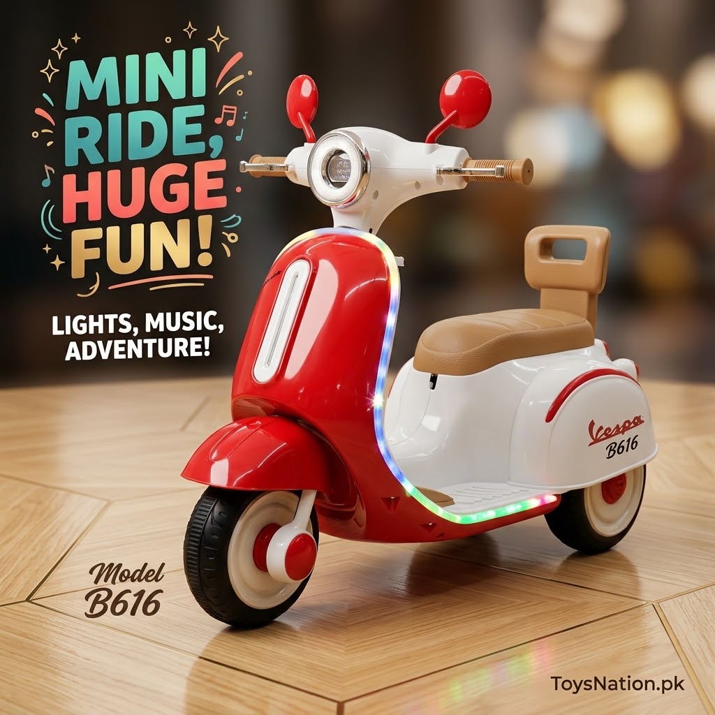 Kids Mini Ride-On Retro Scooter with Lights & Music