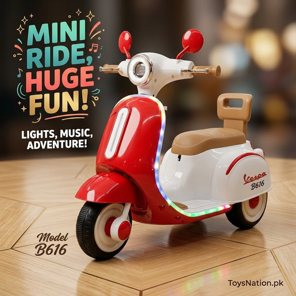 Kids Mini Ride-On Retro Scooter with Lights & Music