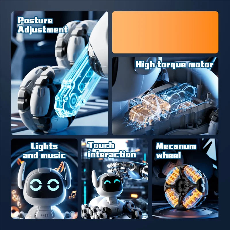 Remote Control 8-Wheel Stunt Dog - 4DRC RC Robot with Gesture Sensing & Mist Effect