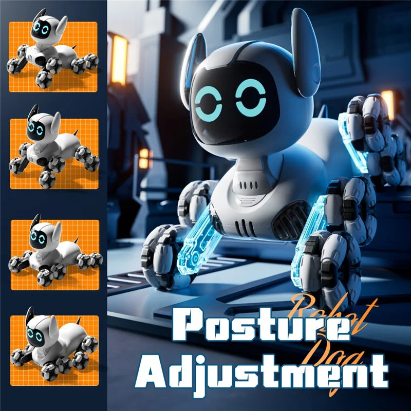 Remote Control 8-Wheel Stunt Dog - 4DRC RC Robot with Gesture Sensing & Mist Effect