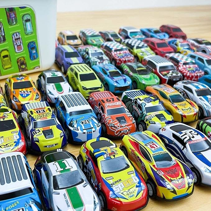 12-Piece Pull-Back Car Set - Assorted Vehicles with Storage Case