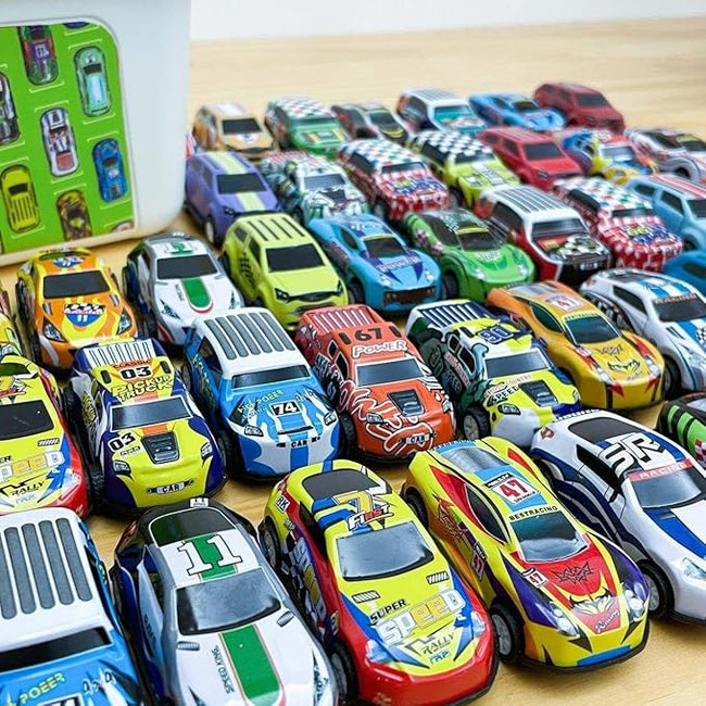 12-Piece Pull-Back Car Set - Assorted Vehicles with Storage Case Main Image