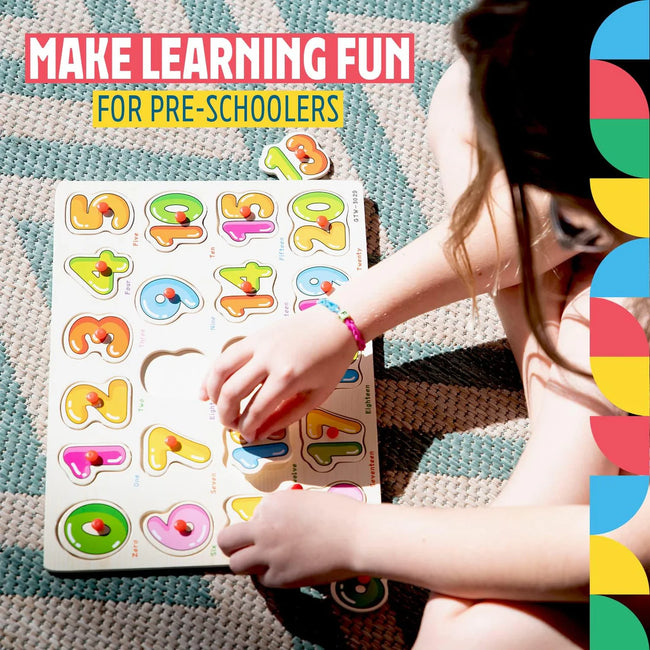 3D Wooden Number Puzzle Board 0-20 - Educational Counting Toy for Kids Main Image