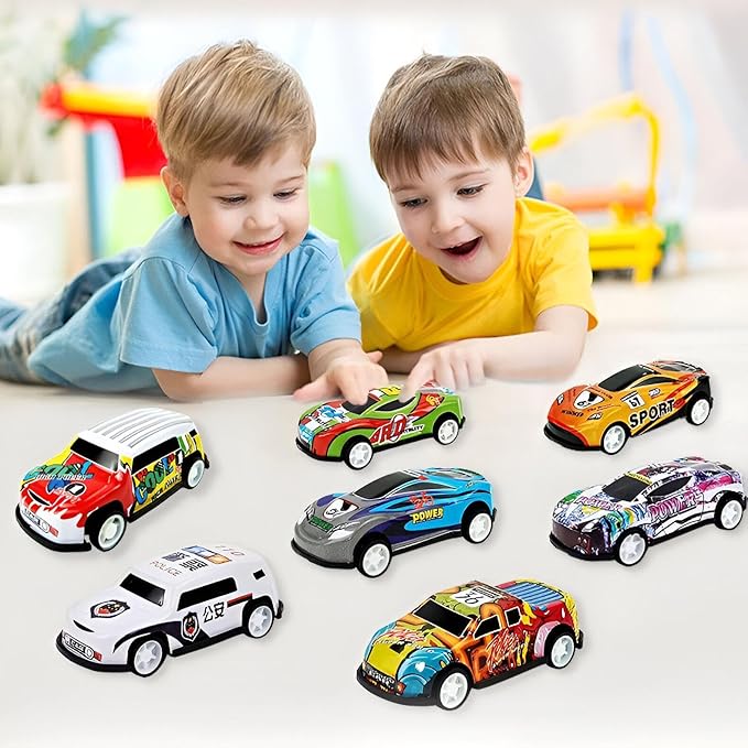 12-Piece Pull-Back Car Set - Assorted Vehicles with Storage Case
