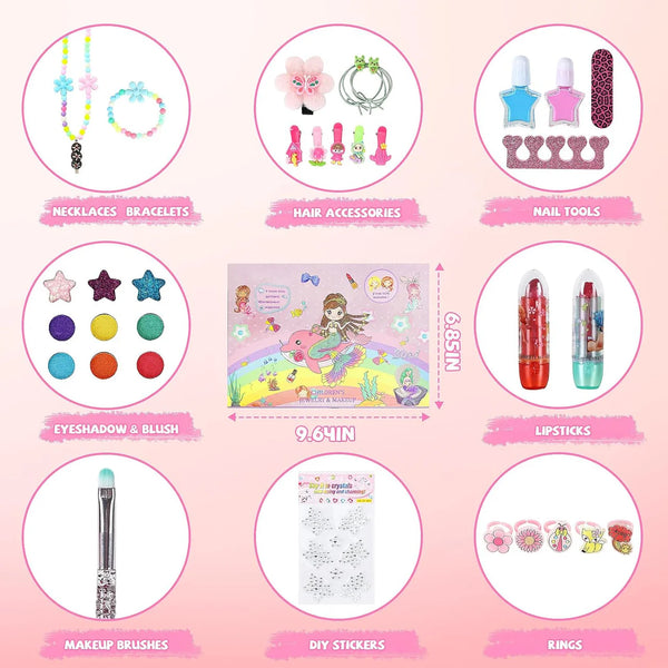 Princess Royal Jewelry & Makeup Set - 2-in-1 Pretend Play Cosmetic Kit