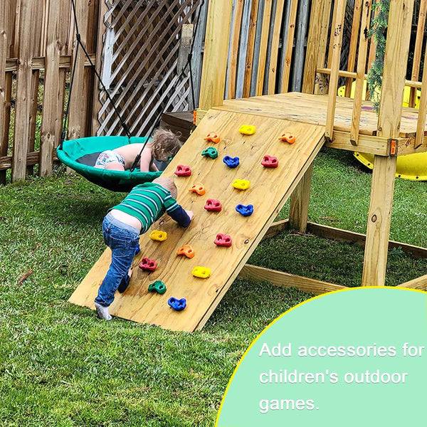 Kids Climbing Holds Set - 10 Pieces Rock Wall Grips with Screws for Indoor/Outdoor