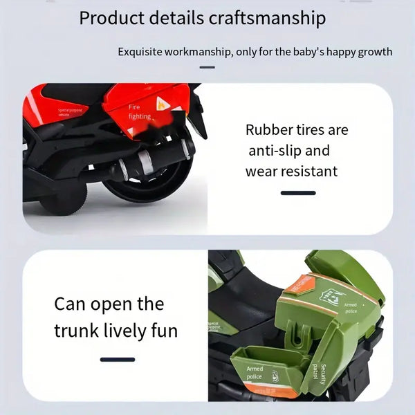 Children's Inertial Toy Motorcycle - Push & Go Simulation Bike for Kids