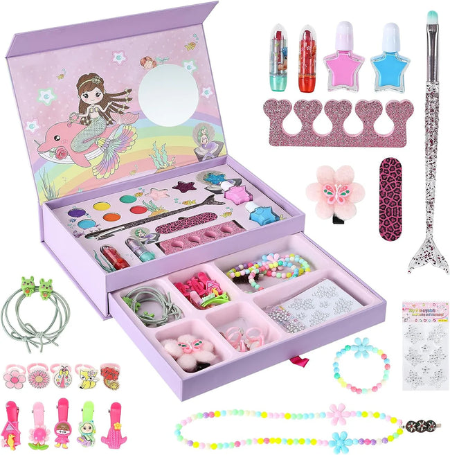 Princess Royal Jewelry & Makeup Set - 2-in-1 Pretend Play Cosmetic Kit Hover Image