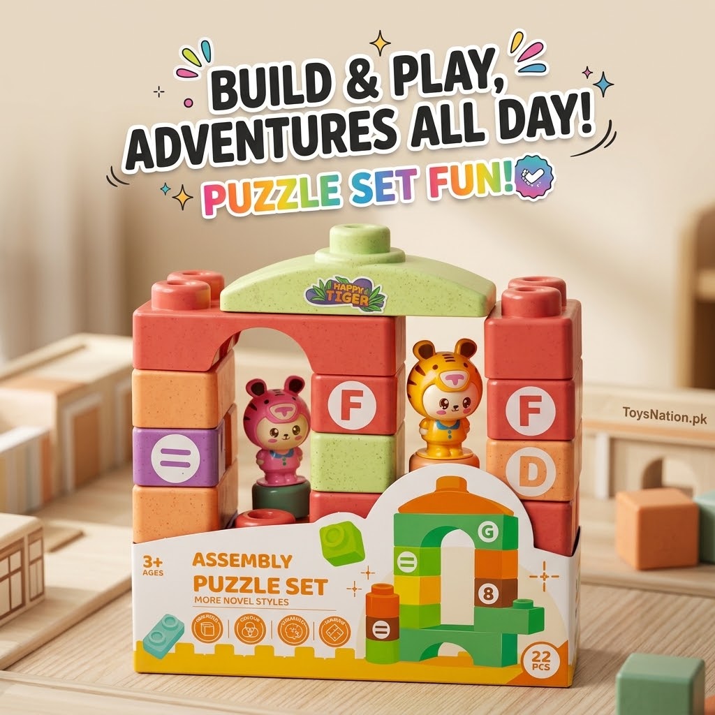 22-Piece Colourful Building Blocks Set with Animal Figures & Learning Blocks