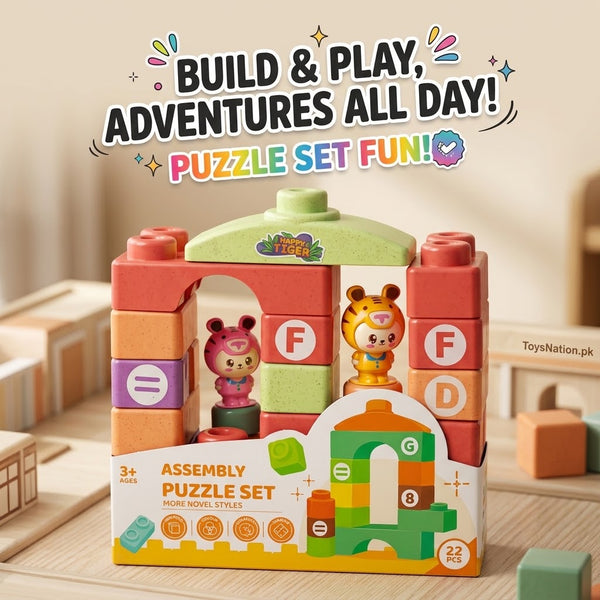 22-Piece Colourful Building Blocks Set with Animal Figures & Learning Blocks
