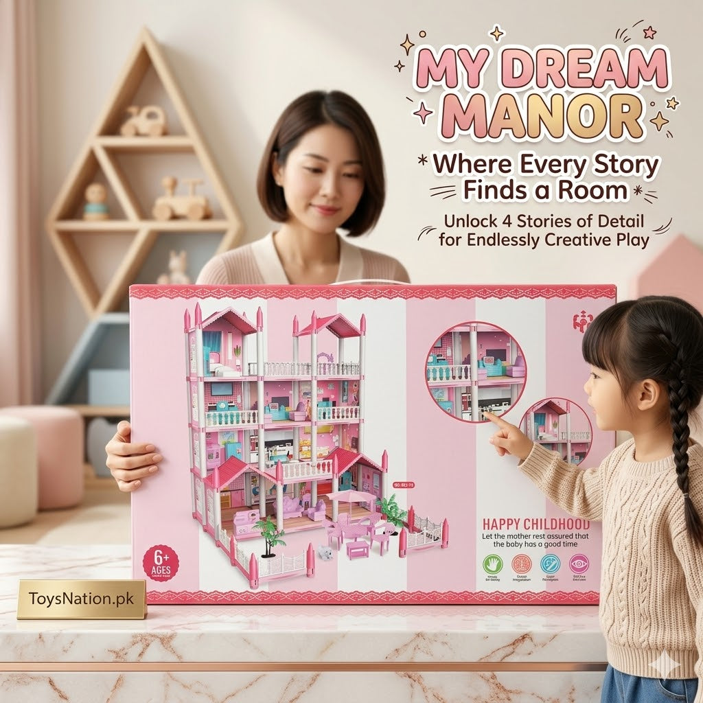 Grand Princess Doll House Mansion – 3-storey Play House With Furniture