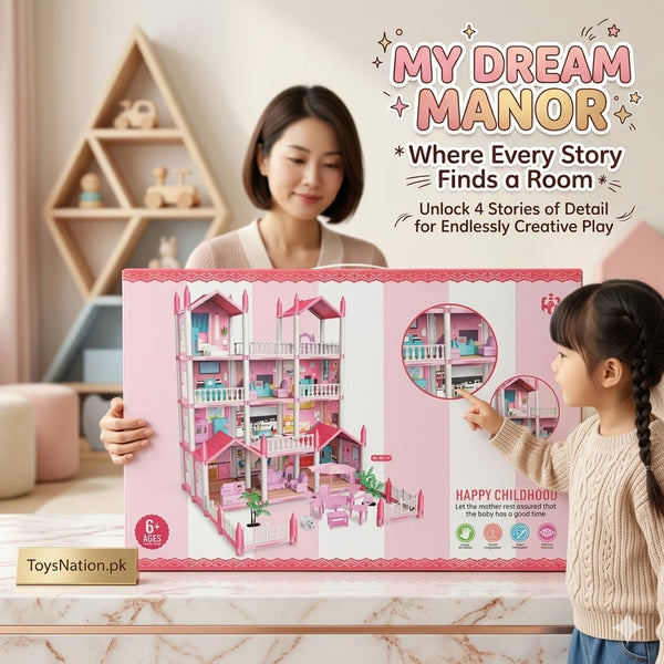 Grand Princess Doll House Mansion – 3-storey Play House With Furniture