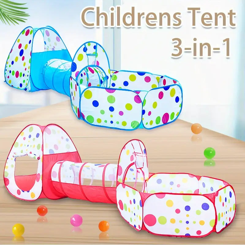 3-in-1 Kids Play Tent Tunnel House - Portable Playhouse