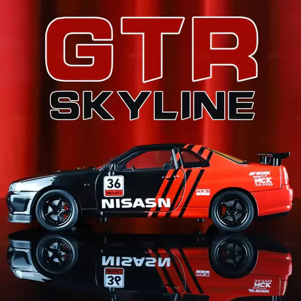 1:24 Scale Nissan Skyline GT-R Die-Cast Model - Floral Edition Alloy Sports Car