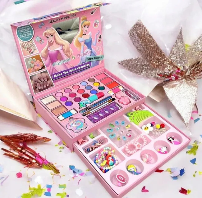 2-in-1 Kids Makeup Set for Girls - Washable Beauty Kit with Princess Theme Hover Image