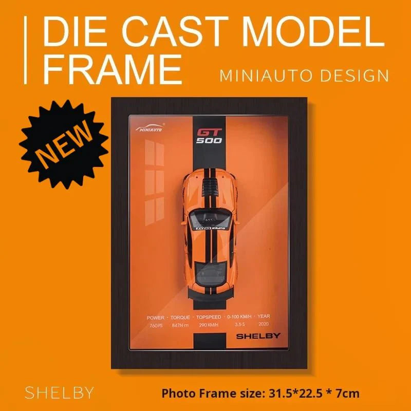 1:32 Scale Shelby Cobra Die-Cast Model - Classic Muscle Car with 3D Wooden Frame Display Main image