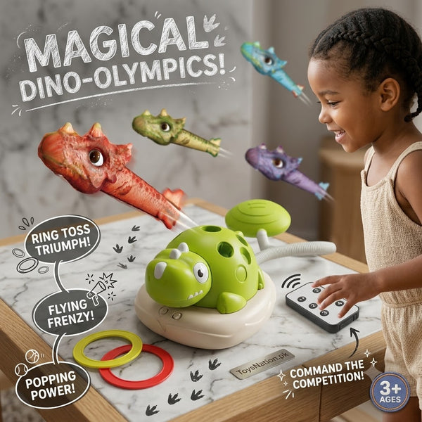 Dinosaur Sports Machine – 3-in-1 RC Launch, Toss & Ring Play Set