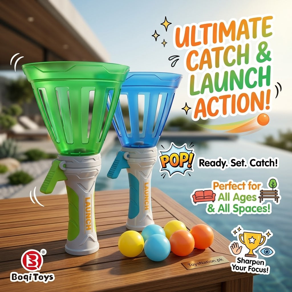 Launch & Catch Ball Game Set – 2-Player Outdoor Toss & Catch Launcher Toy for Kids