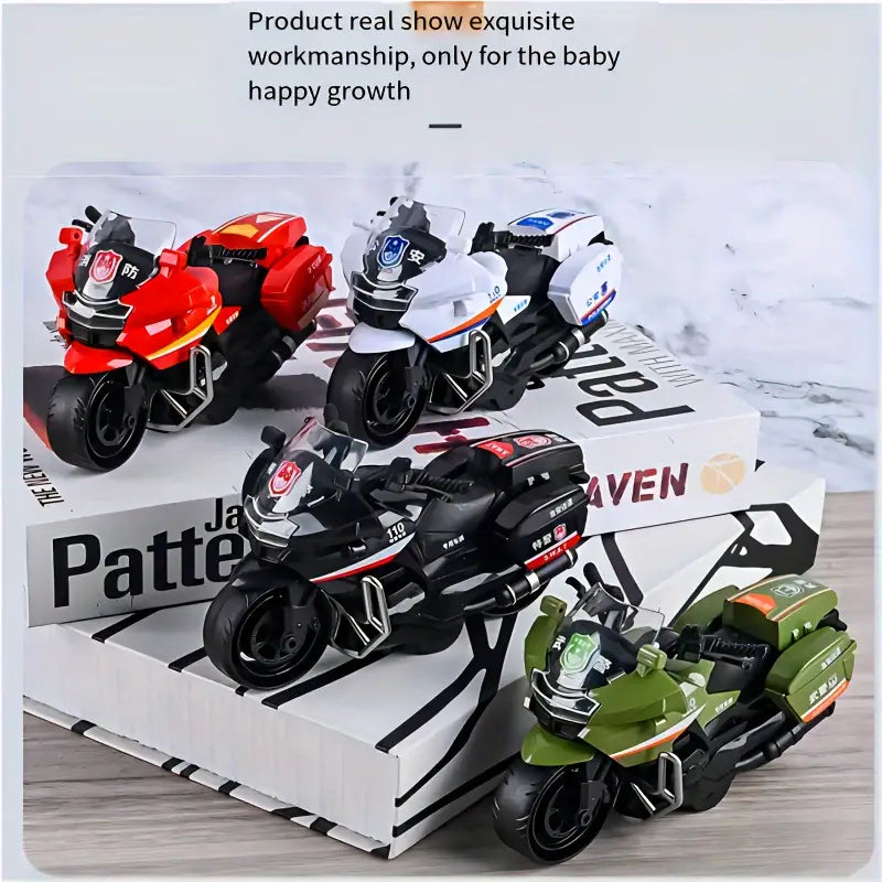 Children's Inertial Toy Motorcycle - Push & Go Simulation Bike for Kids
