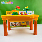 Kids Building Block Activity Table - 3-in-1 Play Table with Puzzle Board