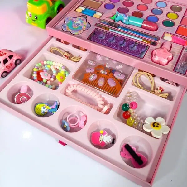 2-in-1 Kids Makeup Set for Girls - Washable Beauty Kit with Princess Theme