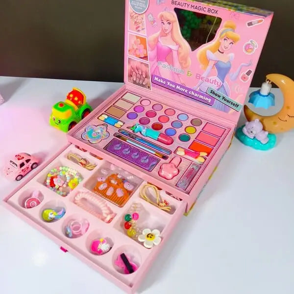 2-in-1 Kids Makeup Set for Girls - Washable Beauty Kit with Princess Theme
