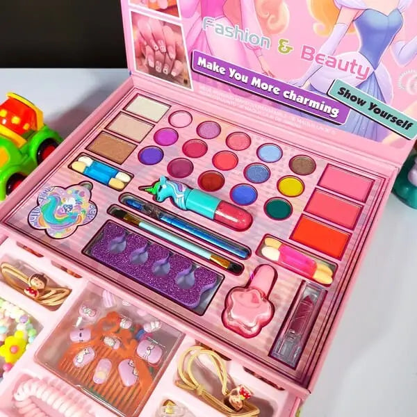 2-in-1 Kids Makeup Set for Girls - Washable Beauty Kit with Princess Theme