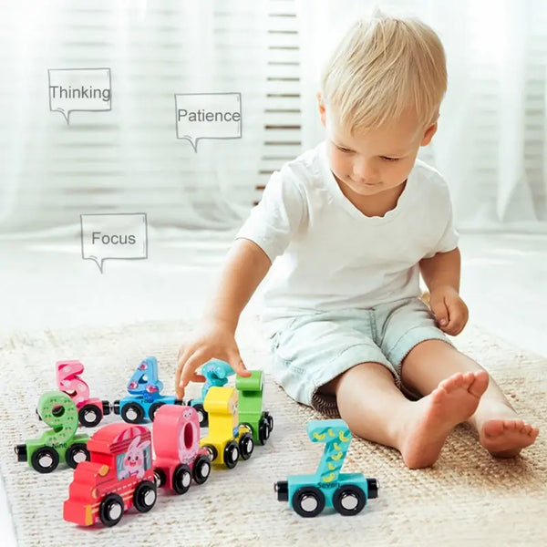 Wooden Magnetic Number Train