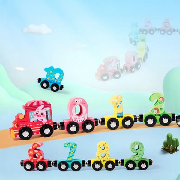 Wooden Magnetic Number Train