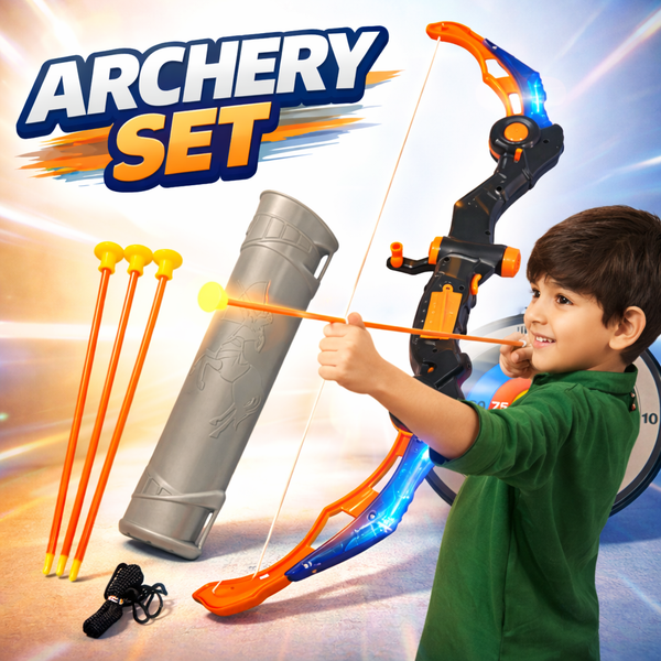 Light-Up Kids Bow & Arrow Archery Set - Outdoor Sports Toy with Target & Arrows Hover Image